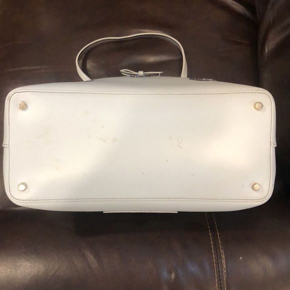 KATE SPADE White Leather & Silver Glitter Polka Dot Oversized Tote Shoulder Bag - Picture 11 of 17